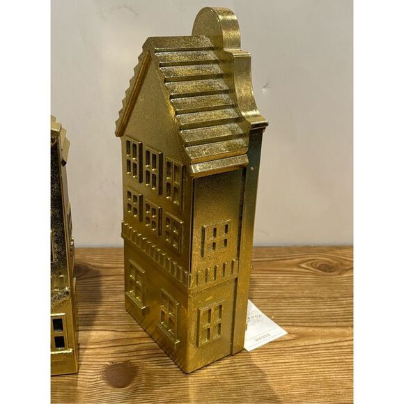 Target Christmas Gold Glittered House-New WONDERSHOP Village Set of 2- 2024 - Picture 2 of 5